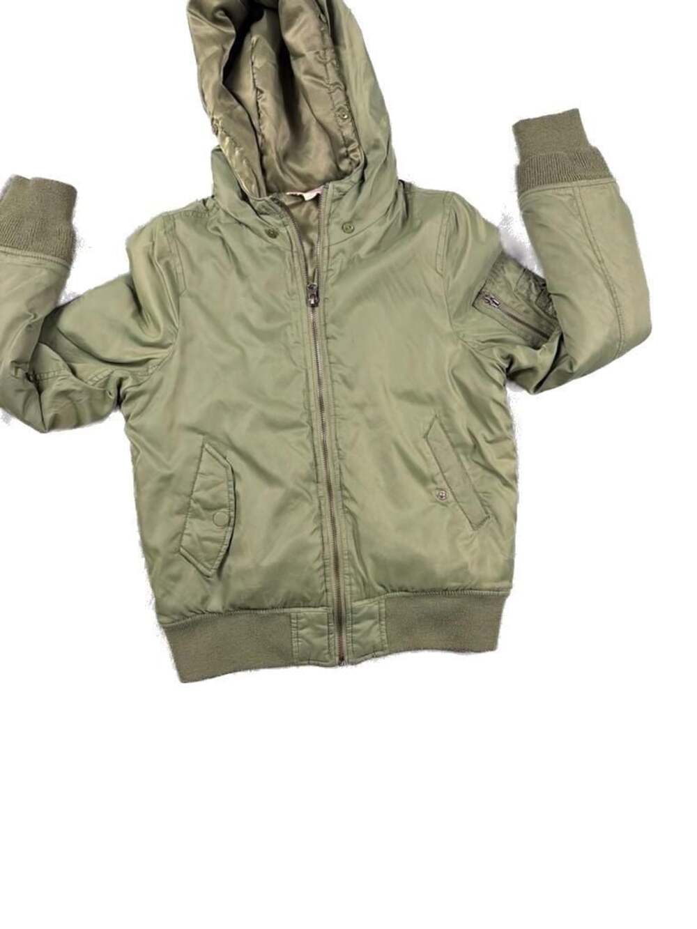 Vintage Havana Olive Green Hooded Flight Bomber Jacket